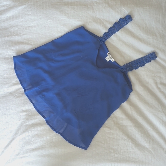Decree Royal Blue Simple Flowy Loose Tank Top XS - Picture 3 of 6